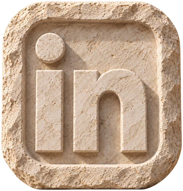 O ícone do LinkedIn esculpido em pedra.